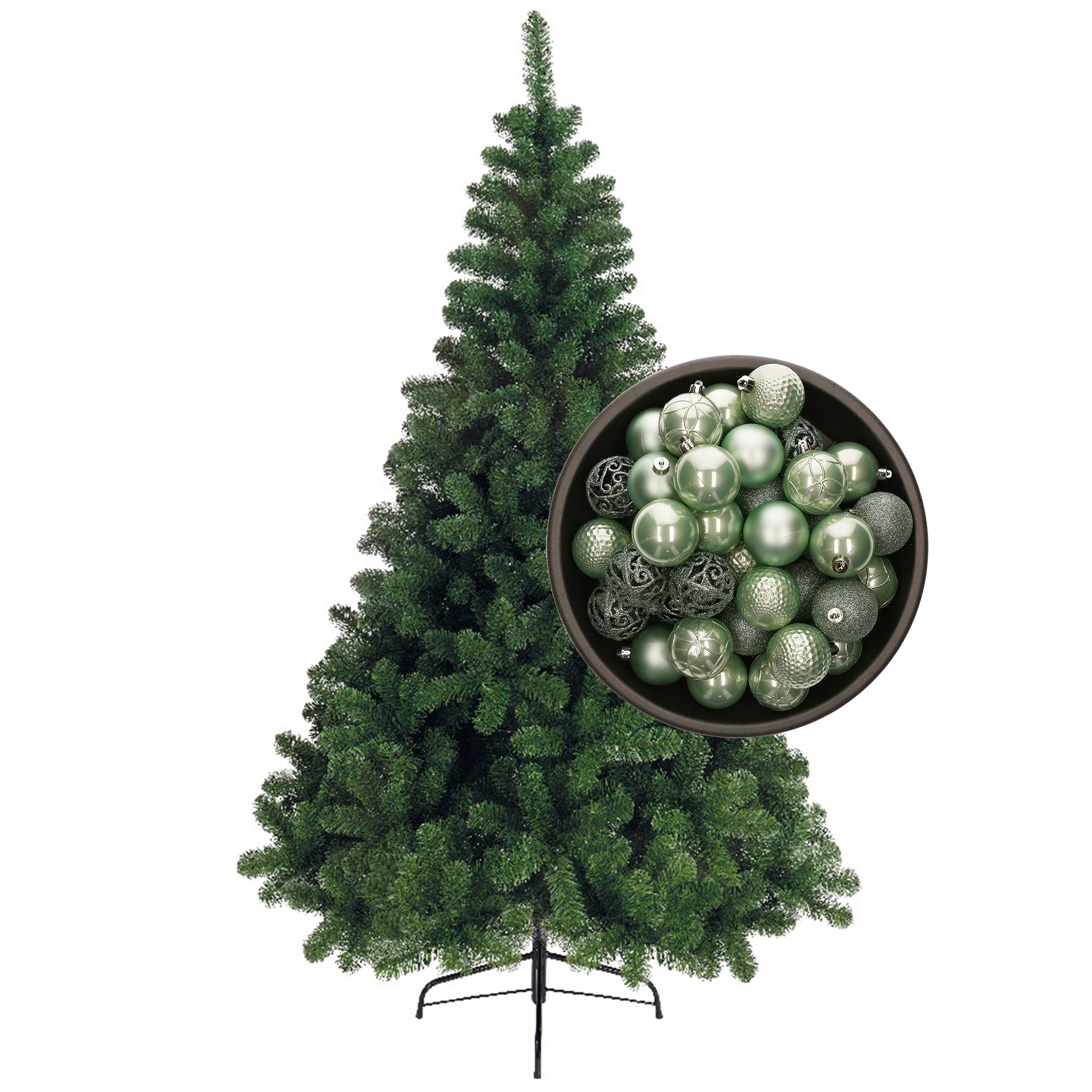 Bellatio Decorations kunst kerstboom 180 cm met kerstballen mintgroen - Top Merken Winkel